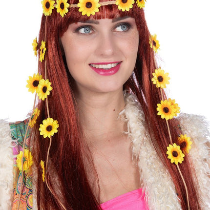 Haarband gevlochten met bloemen - Partywinkel - 8720059064885