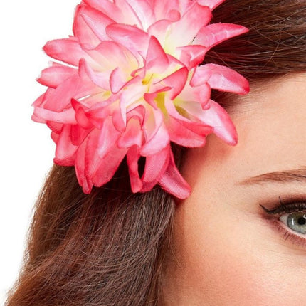 Haarbloem Roze Tropical 10cm van Smiffys koop je bij Partywinkel