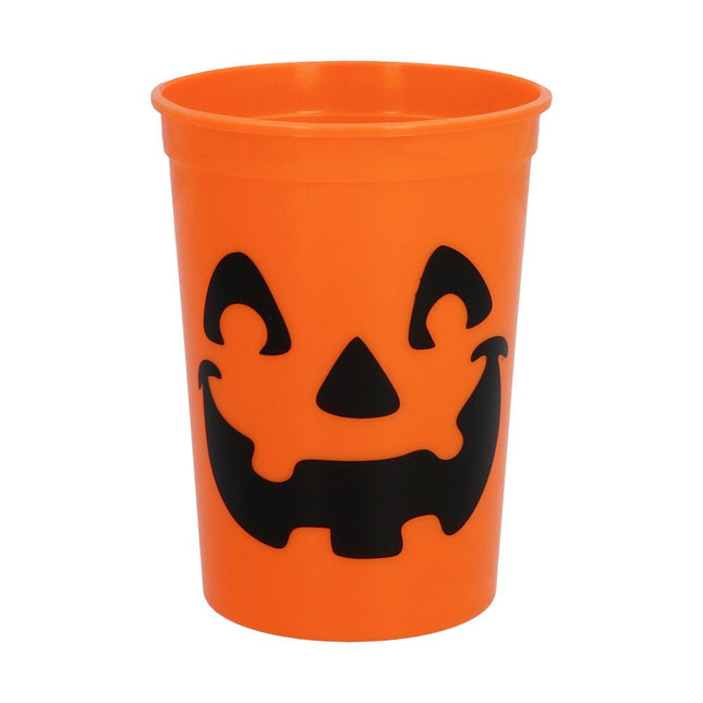 Halloween Bekers Zwart Oranje Pompoen 300ml 4st van Boland koop je bij Partywinkel