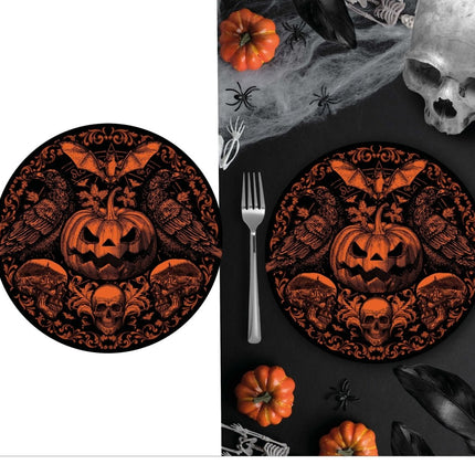 Halloween Borden Gotische Pompoen 23cm 6st - Partywinkel - 8434077269251