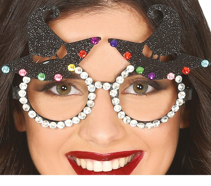 Halloween Bril Heksenhoed Glitter van Fiestas Guirca koop je bij Partywinkel