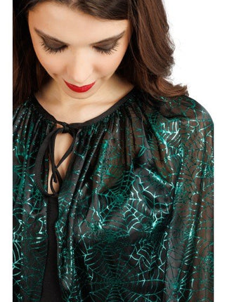 Halloween Cape Groen Spinnenweb van CHAKS koop je bij Partywinkel