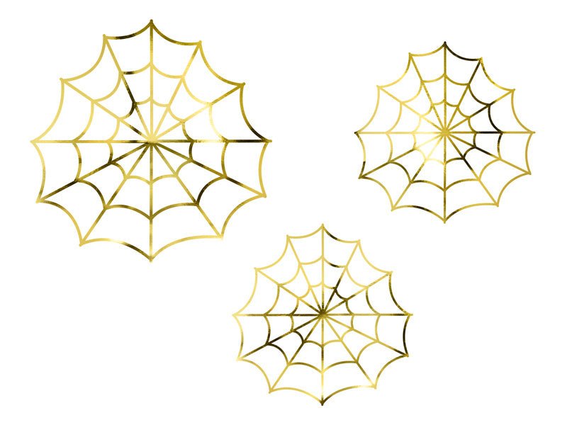 Halloween Decoratie Spinnenweb Goud Set 3 delig van Partydeco koop je bij Partywinkel