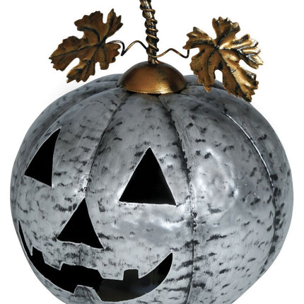 Halloween Decoratie Zilver Pompoen Met Licht 16cm - Partywinkel - 8434077249598