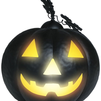 Halloween Decoratie Zwart Pompoen Met Licht 16cm - Partywinkel - 8434077249581