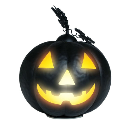 Halloween Decoratie Zwart Pompoen Met Licht 16cm - Partywinkel - 8434077249581
