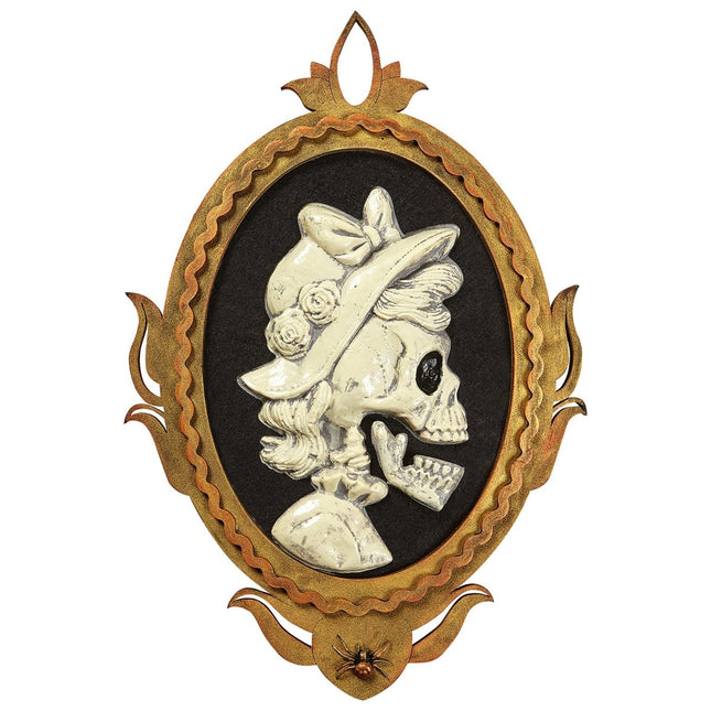 Halloween Deurbord Skelet Dame Met Beweging Licht En Geluid 48cm van Widmann koop je bij Partywinkel