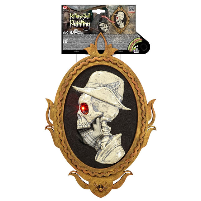 Halloween Deurbord Skelet Met Beweging, Licht En Geluid 48cm van Widmann koop je bij Partywinkel