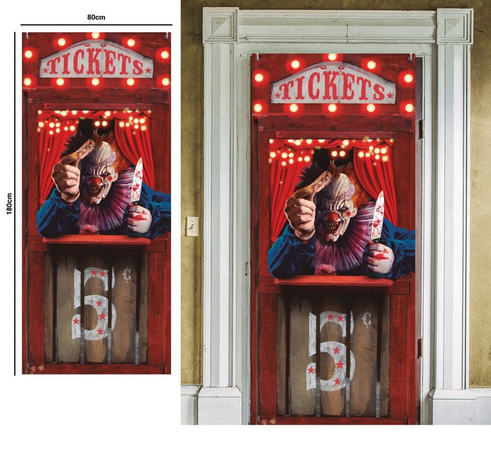 Halloween Deurposter Horror Clown 120cm x 79cm van Fiestas Guirca koop je bij Partywinkel