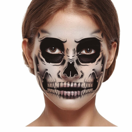 Halloween Gezicht Stickers Skelet 30x14 cm van Fiestas Guirca koop je bij Partywinkel