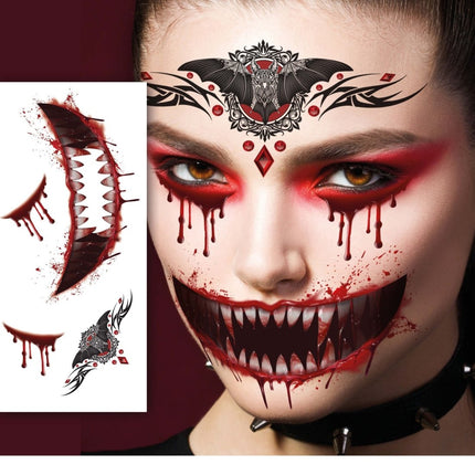 Halloween Gezicht Stickers Vampier 30cm - Partywinkel - 8434077157244