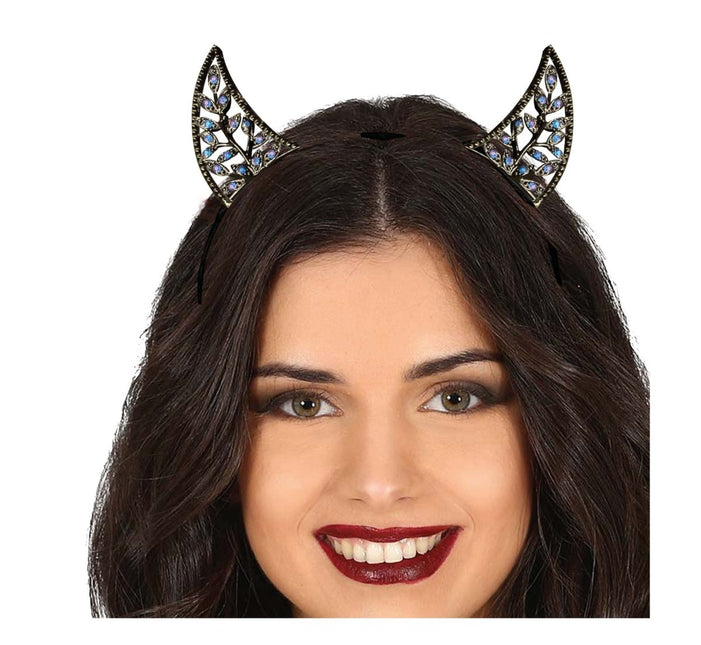 Halloween Haarband Duivel Met Strass Stenen - Partywinkel - 8434077268810