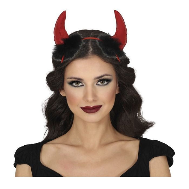 Halloween Haarband Duivelshoorns - Partywinkel - 8434077269343