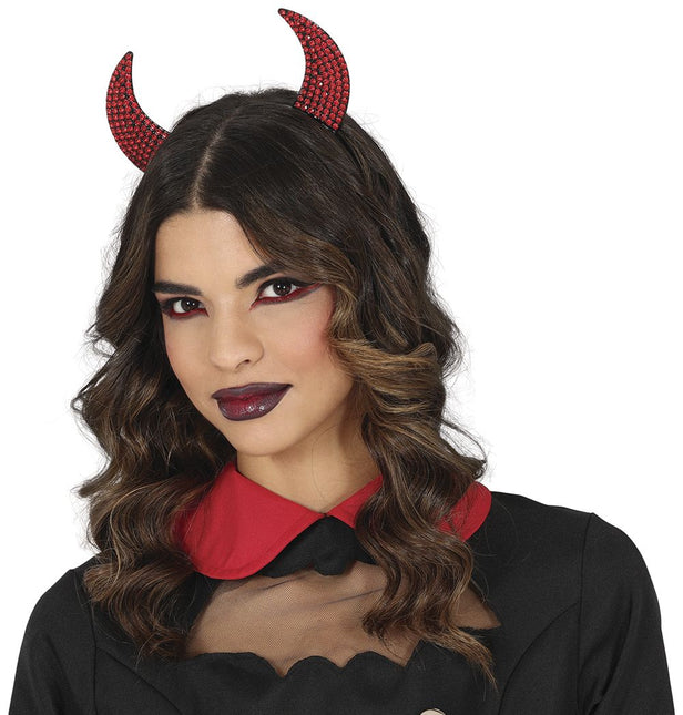 Halloween Haarband Rood Duivel - Partywinkel - 8434077269336