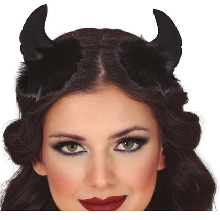 Halloween Haarband Zwart Duivelsoren - Partywinkel - 8434077269350