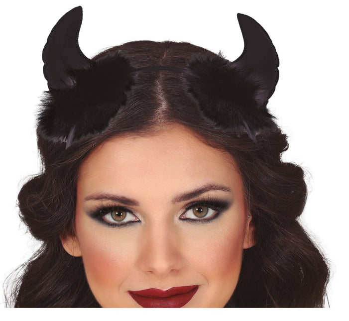 Halloween Haarband Zwart Duivelsoren - Partywinkel - 8434077269350