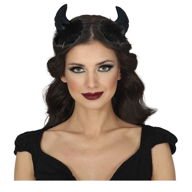 Halloween Haarband Zwart Duivelsoren - Partywinkel - 8434077269350