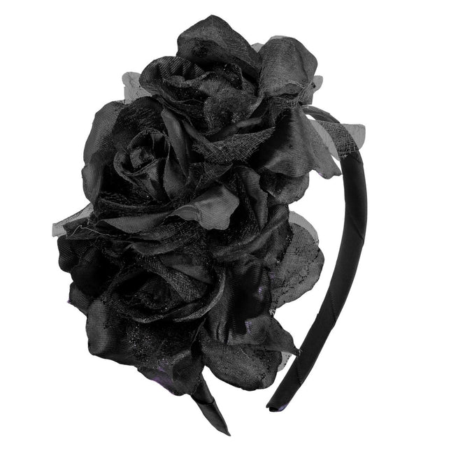 Halloween Haarband Zwart Rozen van Widmann koop je bij Partywinkel