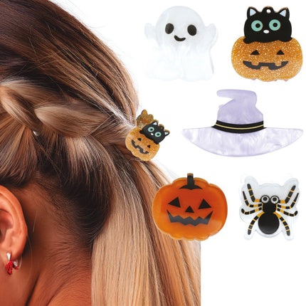 Halloween Haarclip Pompoen En Spook 5st van Fiestas Guirca koop je bij Partywinkel