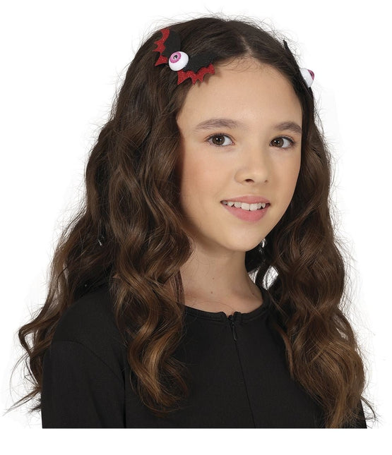 Halloween Haarclip Vleermuis 10cm 2st - Partywinkel - 8434077190692