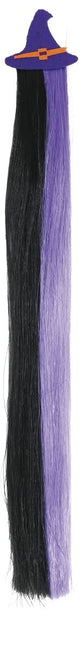 Halloween Hair Extension Zwart Paars 40cm - Partywinkel - 8434077480724