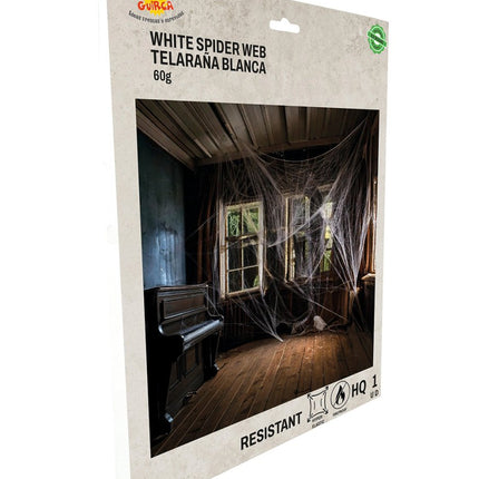 Halloween Hangdecoratie Wit Spinnenweb 60gr van Fiestas Guirca koop je bij Partywinkel