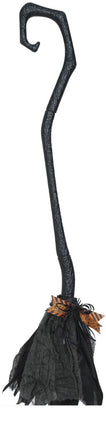 Halloween Heksenbezem Zwart Paars 90cm - Partywinkel - 8434077199992