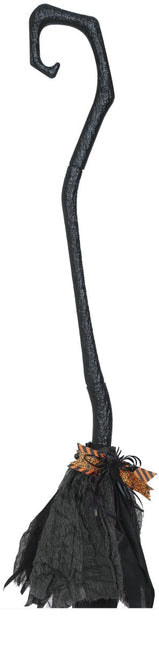 Halloween Heksenbezem Zwart Paars 90cm - Partywinkel - 8434077199992