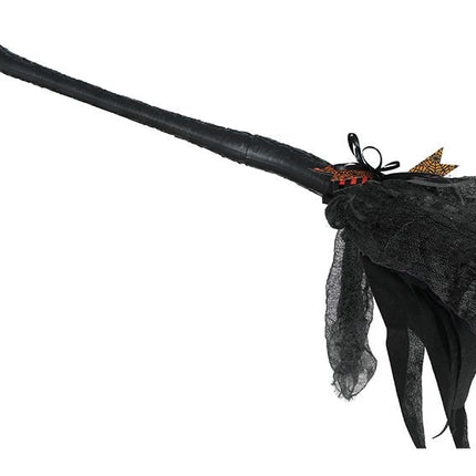 Halloween Heksenbezem Zwart Paars 90cm - Partywinkel - 8434077199992