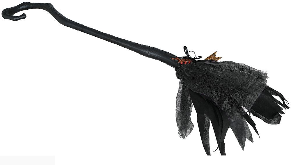 Halloween Heksenbezem Zwart Paars 90cm - Partywinkel - 8434077199992