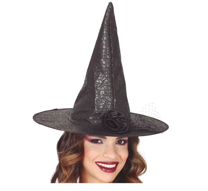 Halloween Heksenhoed Met Bloem - Partywinkel - 8434077135235