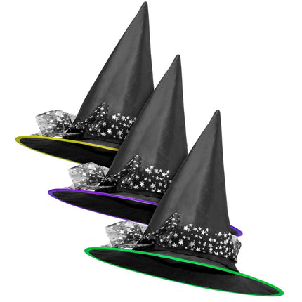 Halloween Heksenhoed Zwart Zilveren Sterren van Widmann koop je bij Partywinkel