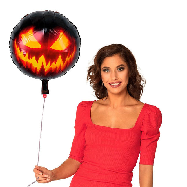 Halloween Helium Ballon Creepy Pumpkin Leeg 45cm van Boland koop je bij Partywinkel