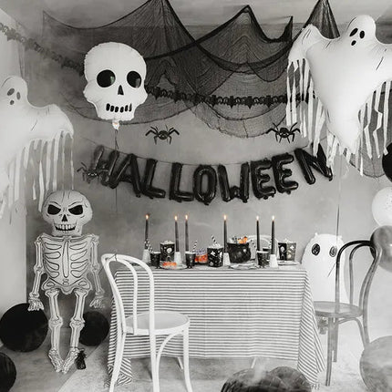 Halloween Helium Ballon Wit Zwart Doodshoofd Leeg 41cm van Partydeco koop je bij Partywinkel