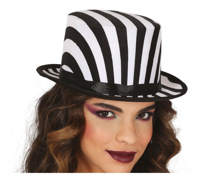 Halloween Hoed Zwart Wit Gestreept - Partywinkel - 8434077134818