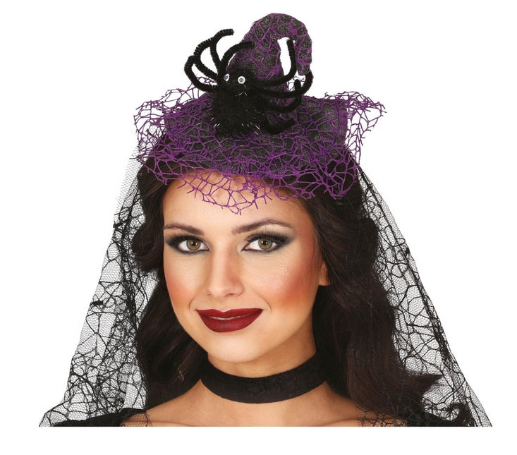 Halloween Hoofdband Heks Met Sluier - Partywinkel - 8434077246009