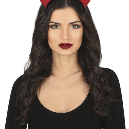 Halloween Hoofdband Rood Duivelshorenen - Partywinkel - 8434077268285