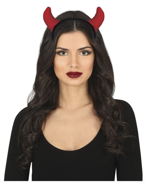 Halloween Hoofdband Rood Duivelshorenen - Partywinkel - 8434077268285