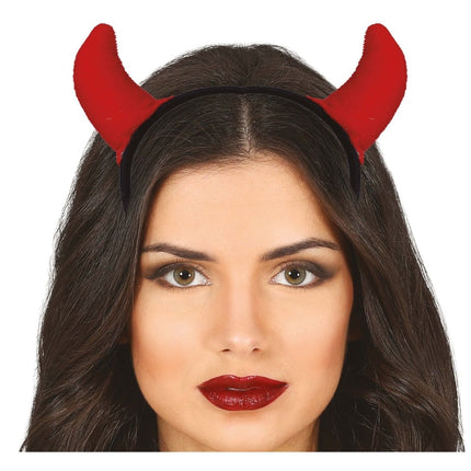 Halloween Hoofdband Rood Duivelshorenen - Partywinkel - 8434077268285