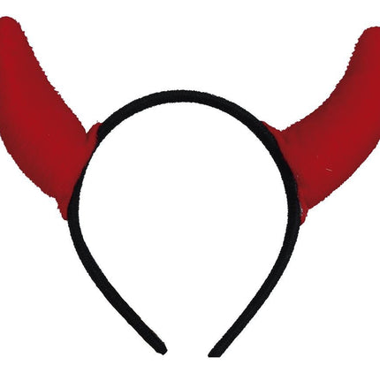Halloween Hoofdband Rood Duivelshorenen - Partywinkel - 8434077268285