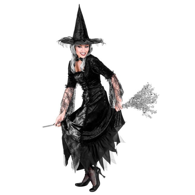 Halloween Jurk Dames Heks Spinnenweb van Widmann koop je bij Partywinkel