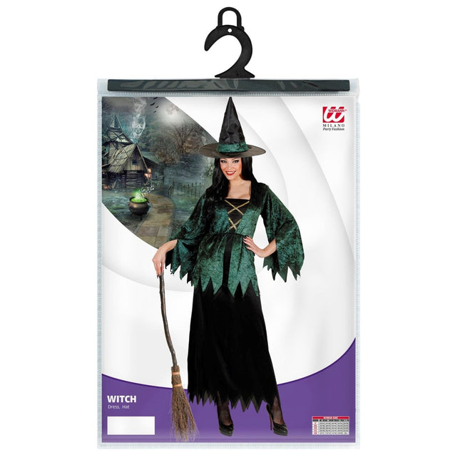 Halloween Jurk Groen Dames Heks van Widmann koop je bij Partywinkel