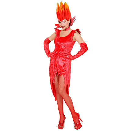 Halloween Jurk Rood Dames Fluwelen Duivel van Widmann koop je bij Partywinkel