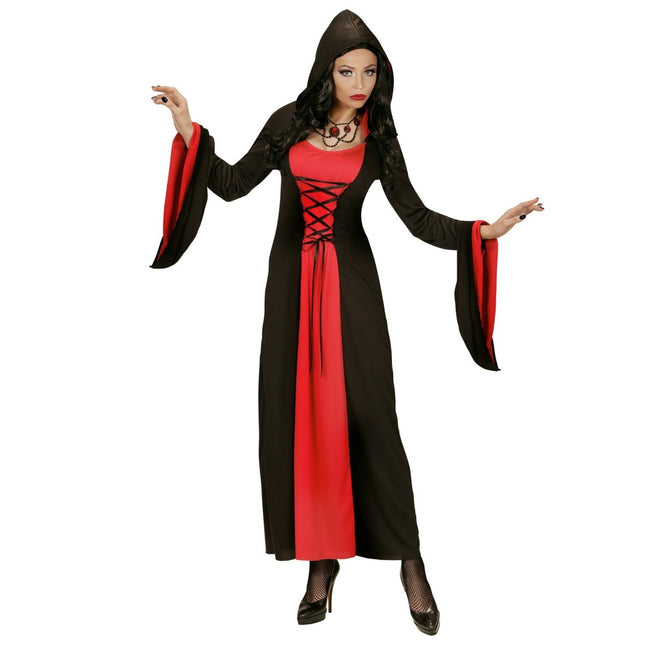 Halloween Jurk Rood Zwart Dames Gotisch van Widmann koop je bij Partywinkel
