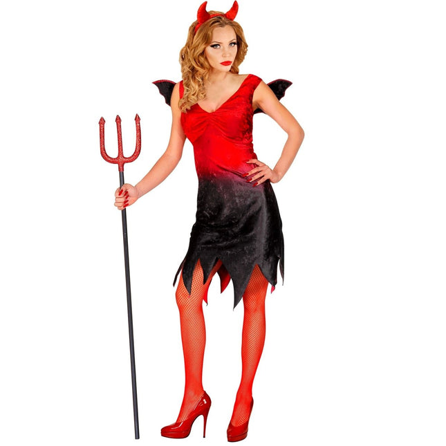 Halloween Jurk Rood Zwart Dames Sexy Duivel van Widmann koop je bij Partywinkel