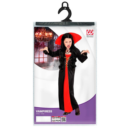 Halloween Jurk Rood Zwart Meisje Vampier 2 delig van Widmann koop je bij Partywinkel