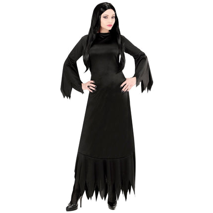 Halloween Jurk Zwart Dames Mortisia Lang van Widmann koop je bij Partywinkel