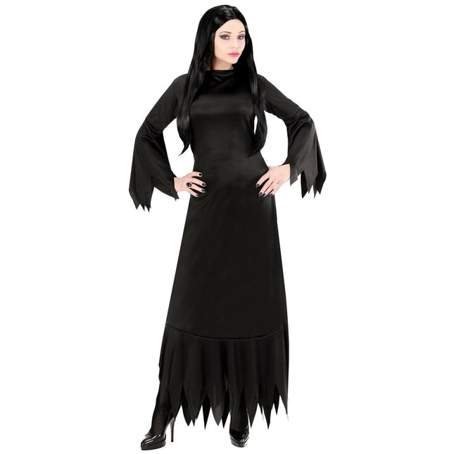 Halloween Jurk Zwart Dames Mortisia Lang van Widmann koop je bij Partywinkel
