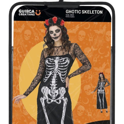 Halloween Jurk Zwart Dames Skelet van Fiestas Guirca koop je bij Partywinkel
