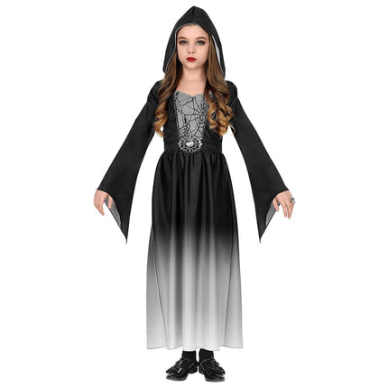 Halloween Jurk Zwart Grijs Meisje Gothic van Widmann koop je bij Partywinkel